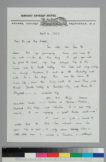 English astronomer Fred Hoyle writes to the Hubbles
