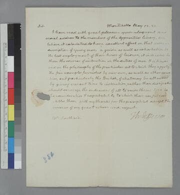 Thomas Jefferson, Monticello, letter to Solomon Southwick