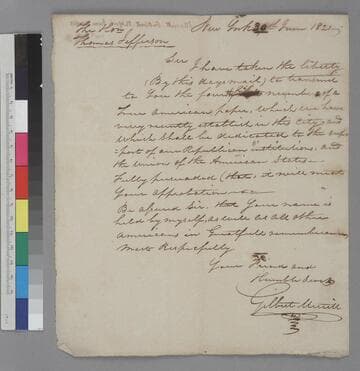 Gilbert Merritt, New York, letter to Thomas Jefferson