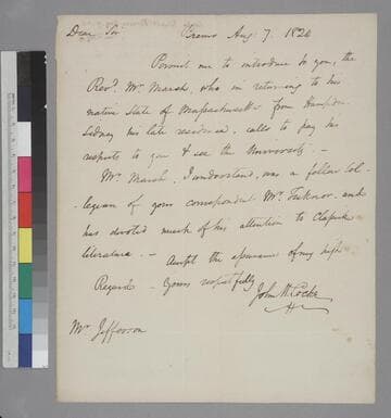 John H. Cocke, Bremo, letter to Thomas Jefferson