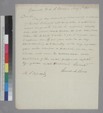 Samuel A. Townes, Greenville Court House, South Carolina, letter to Thomas Jefferson