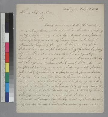 Samuel Barnard, Washington, D.C., letter to Thomas Jefferson