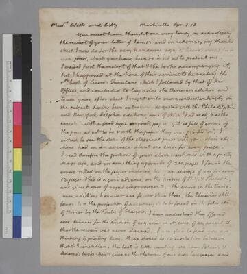 Thomas Jefferson, Monticello, letter to Wells & Lilly