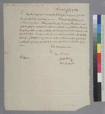 Joseph McCoy, Philadelphia, letter to Thomas Jefferson