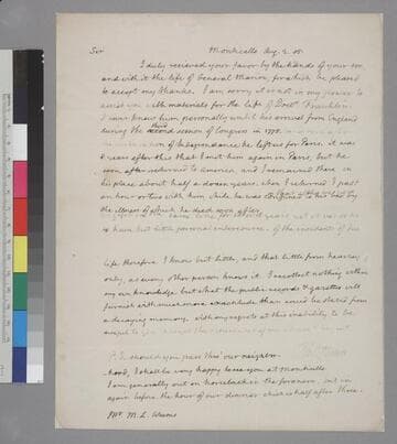 Thomas Jefferson, Monticello, letter to Mason L. Weems