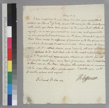 Thomas Jefferson letter to Richard Bland Lee