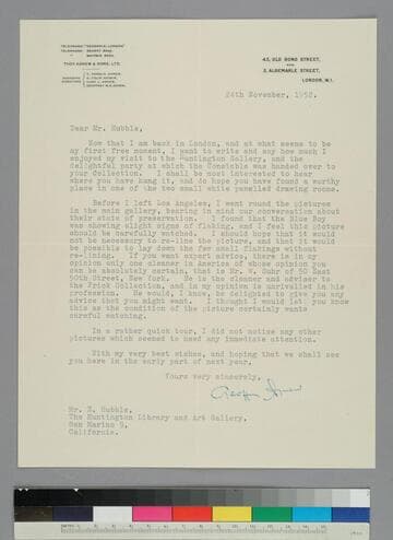 Sir Geoffrey Agnew writes to EPH