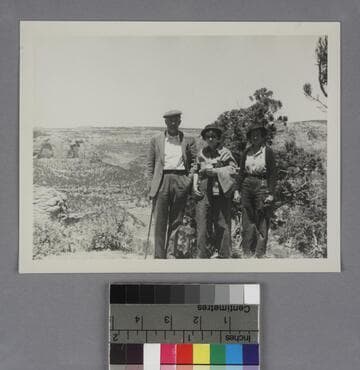 Edwin Powell Hubble, Grace Burke Hubble and Betty Baldwin on a desert trail in Arizona