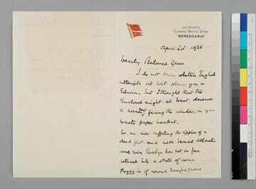 Lord Byng writes to Grace Hubble