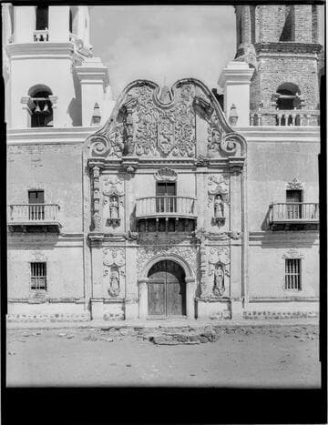 Front of Mission San Xavier del Bac, close up
