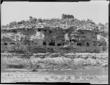 Rock face with cave openings