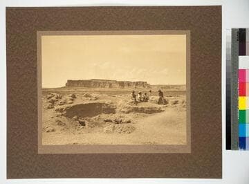 Acoma from the desert - showing entire length of mesa