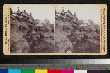 Steps leading up to mesa, with children on top