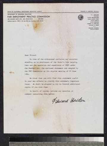 Letter by Howden and Statement