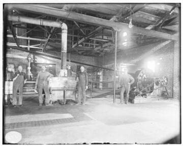 The operating crew standing in the Pasadena Steam Plant