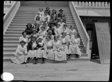 A group portrait of a large group of young women