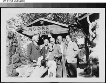 Harry Chandler with a group of people at Acorn Lodge