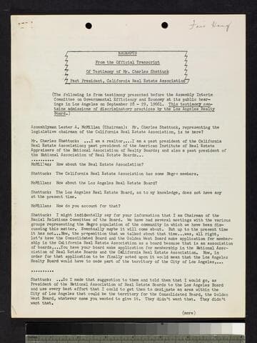 Excerpts from the official transcript of testimony