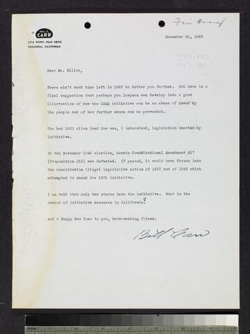 Letter by William Carr