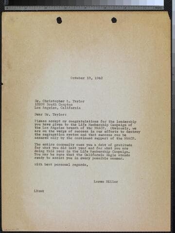 Letter re: NAACP life membership campaign