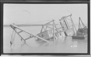 The dredger Redlands submerged in the Long Beach Harbor