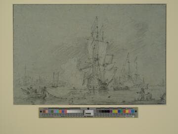 Seascape with Men-o'war Firing a Salute, and Other Small Craft