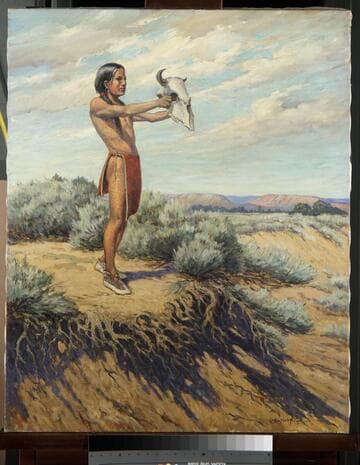 Indian Boy with Buffalo Skull