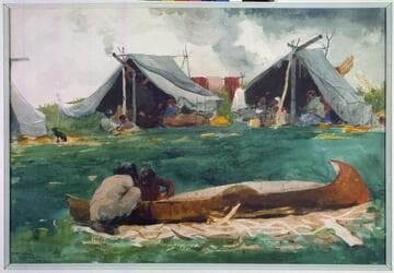 Indians Making Canoes (Montagnais Indians)