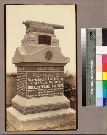 Monument honoring the 1st Pennsylvania Artillery, Battery B, Artillery Brigade, 1st Corps