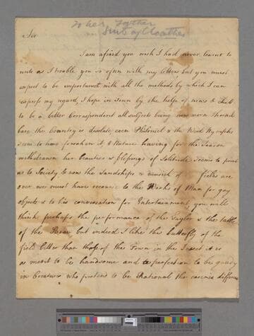 Montagu, Elizabeth (Robinson). Letter to Matthew Robinson