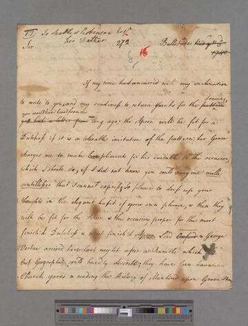 Montagu, Elizabeth (Robinson). Letter to Matthew Robinson