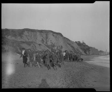 Group on the beach at Santa Monica Girl Scout camp
