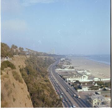 View from the bluff looking down on the beach, Santa Monica