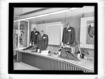 Store window display of men's suits, Corrine Griffith Shop, Beverly Hills