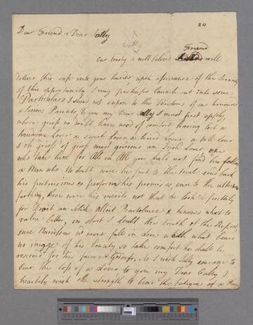 Montagu, Elizabeth (Robinson). Letter to Sarah (Robinson) Scott & Caroline (Scott) after. , Best
