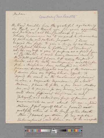 Pratt, Samuel Jackson. Letter to Elizabeth (Robinson) Montagu