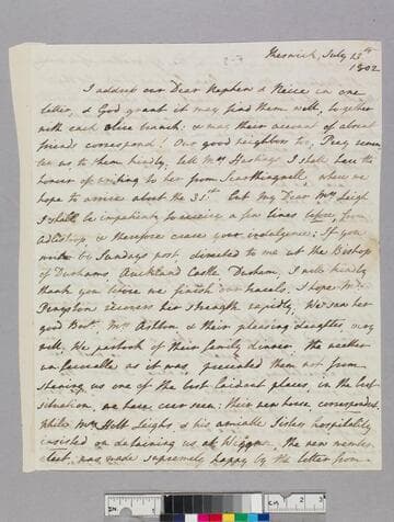 Leigh, Thomas, 1734-1813 and Leigh, Elizabeth, 1735-1816. Letter to James Henry Leigh, 1765-1823 and Julia Twisleton Leigh, 1771-1843