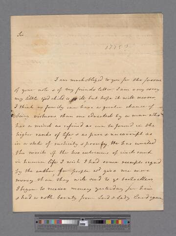 Montagu, Elizabeth (Robinson). Letter to Edward Bridgen