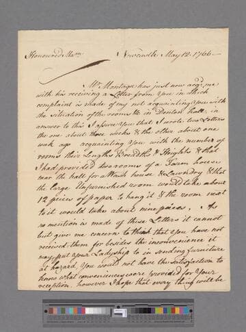 Wright, John. Letter to Elizabeth (Robinson) Montagu