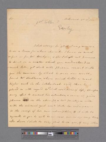 Montagu, Elizabeth (Robinson). Letter to Edward Bridgen