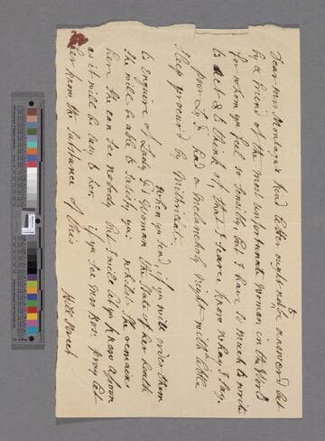 [Unknown author]. Letter to Elizabeth (Robinson) Montagu