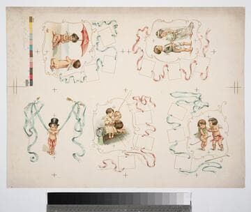 [Proof sheet of five images with cherub children]