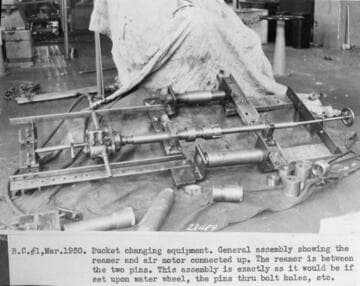 Big Creek #1 - Bucket changing equipment.  General assembly showing reamer and air motor connected up