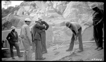 Big Creek Powerhouse #4 - Holmes, Pehl, Pucook inspecting foundation rock