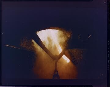 Pouring molten steel at Hanford (color)