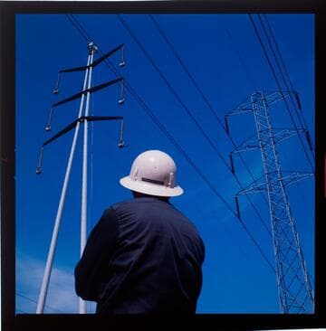 Transmission Construction Foreman view erection of new Dreyfuss-designed 220kV tower