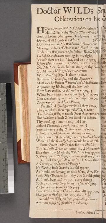 Doctor Wild's squibs return'd  or, Observations on his counterfeit thanks