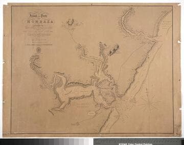 Island and ports of Mombaza / surveyed by Lieutts. W. Mudge, T. Boteler, & R. Owen, assisted by Lieutt. Nash and Mssrs. Barrette and Tudor, Mids. under the direction of Captn. W.F.W. Owen, of H.M.S. Leven. 1824