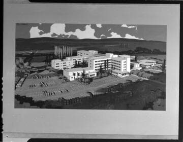 Architectural rendering of a commercial building