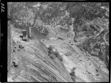 Big Creek - Mammoth Pool - Exploration Pit and Cofferdam viewed from west dome